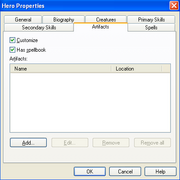Add artifact to hero (Horn of the Abyss)